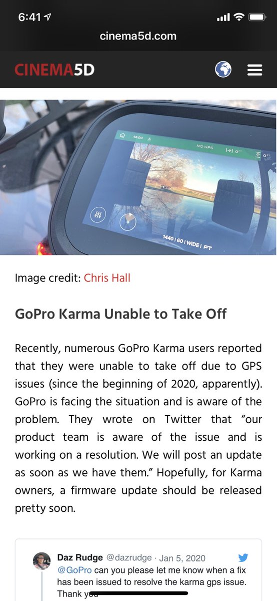 RevChrisHall's tweet photo. It’s not every day you get a picture used for a story. Pretty awesome. Thanks @iamaneditor for using my image and good job on the story.
#gopro #goprokarma #nofly #karmagrounded 
See the story here: @c5dnews 
https://t.co/sxDQ2vWO1m https://t.co/BSt3ATdh7y