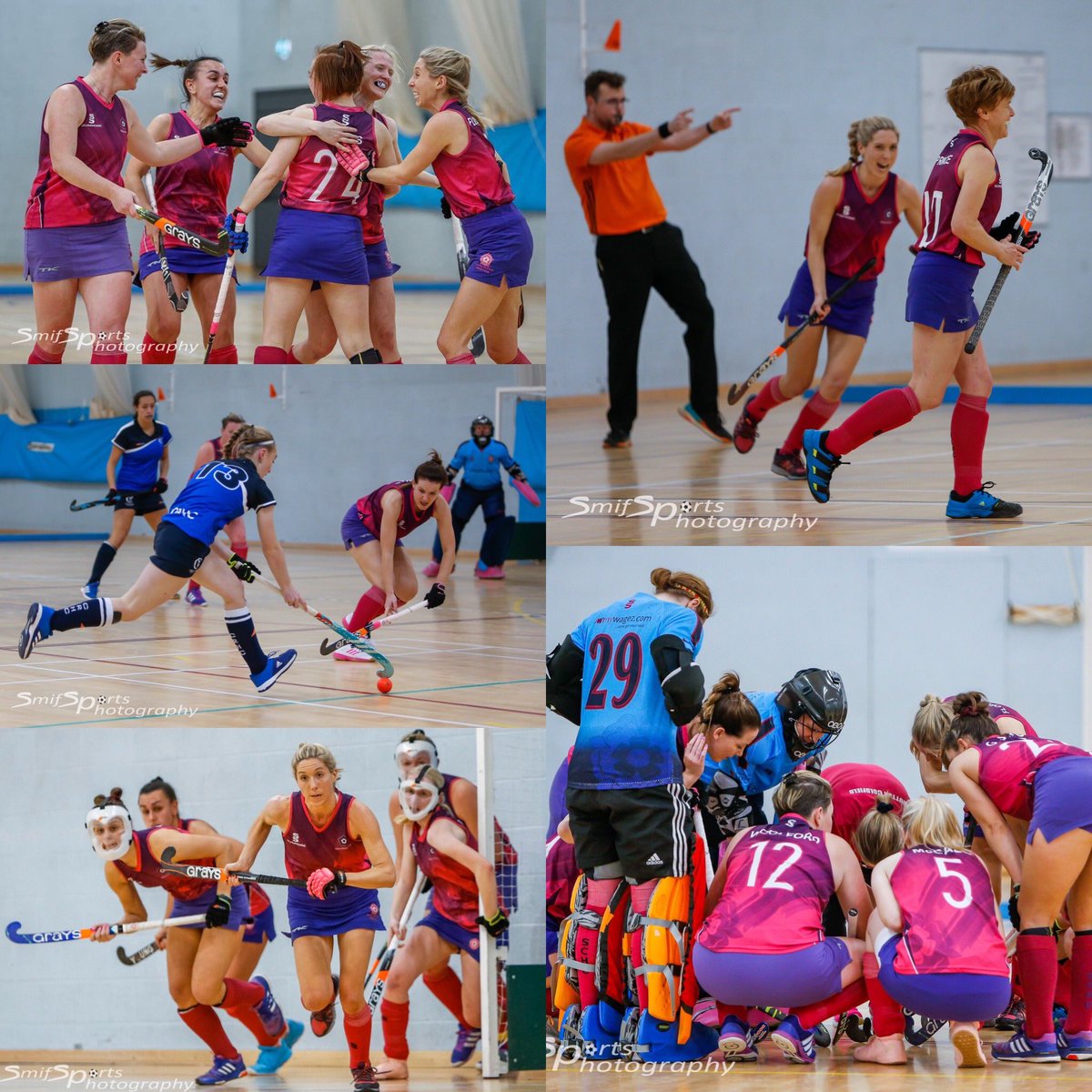 SutColHockeyL1s's tweet photo. Day Dreaming on a Tuesday lunchtime reflecting on a great weekend and our return to The Premier League of @EnglandHockey Indoor Hockey! 
😁Smiley faces all round @SutColHockey @SutColHockeyL1s WE LOVE INDOOR 🏑💗💙
#indoorhockey #JaffaSuper6s #winning #MightyPinks https://t.co/CW0DrKXrVR