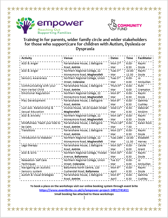 Empowerproject3's tweet photo. Hard to believe that we are in year 5 of our project funded by @TNLComFundNI  

It will be unlikely we will be doing many more of these training workshops, so sign up now 

If cost is a barrier please contact us

@MidUlster_DC @ANBorough @mea_bc @CausewayCouncil @NRCCollege https://t.co/6uMZP5CxRP