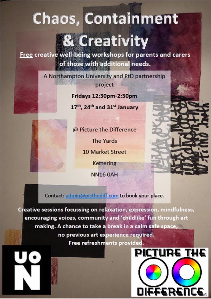 LONorthants (@lonorthants) on Twitter photo Free creative wellbeing workshops for parents / carers of those with special needs (#SEN) in #Kettering. π¨ It's joint project between <a href="/picthediff/">Picture the Difference</a>, <a href="/YardsKettering/">The Yards Kettering</a>, and the <a href="/UniNorthants/">UniofNorthampton</a>. Book your free place by emailing admin@picthediff.com. Free creative wellbeing workshops for parents / carers of those with special needs (#SEN) in #Kettering. π¨ It's joint project between <a href="/picthediff/">Picture the Difference</a>, <a href="/YardsKettering/">The Yards Kettering</a>, and the <a href="/UniNorthants/">UniofNorthampton</a>. Book your free place by emailing admin@picthediff.com.