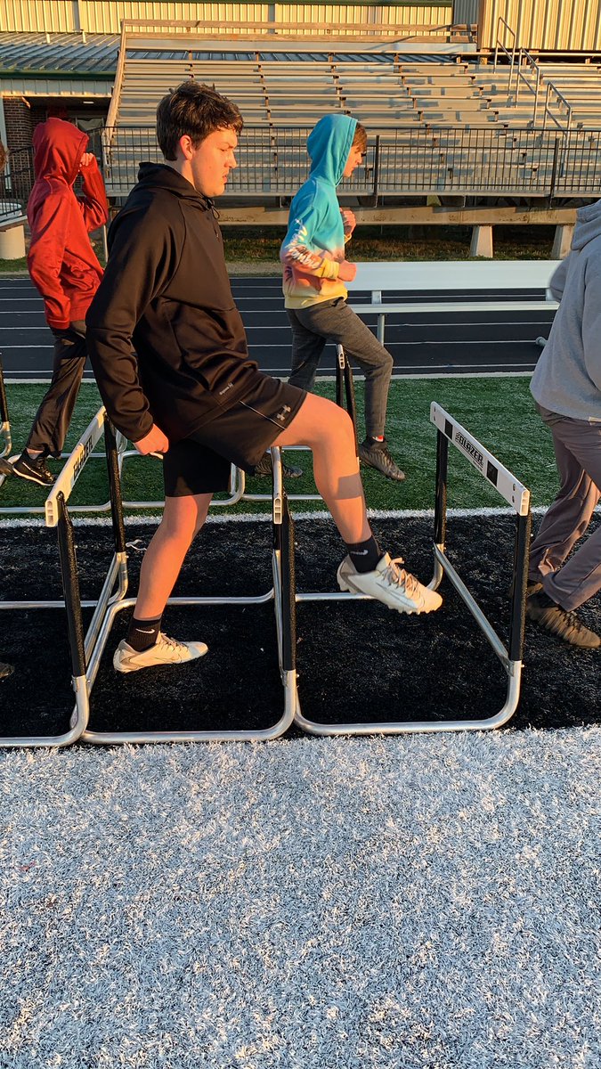 A little hurdle action warm up with Junior Hornets today. Creating better hips for our athletes. This is a huge part of our off season program.