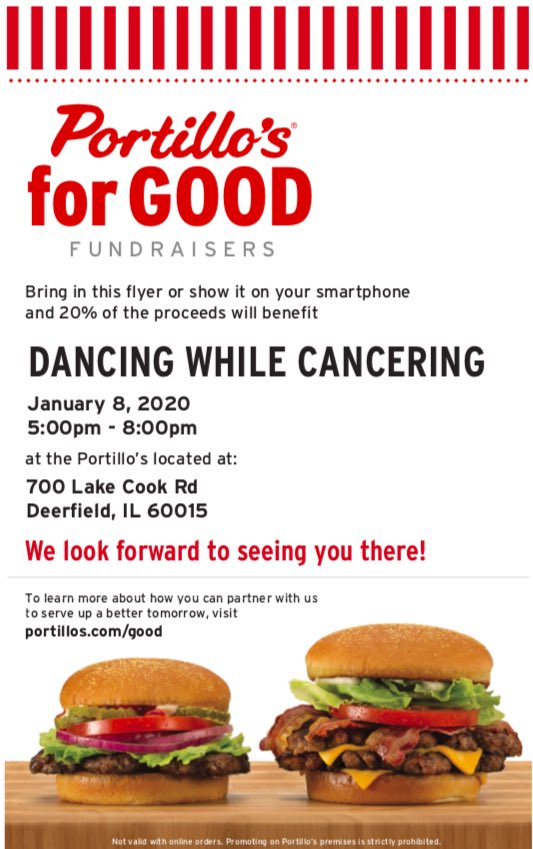MiraclesLights's tweet photo. About that New Years diet resolution? It can wait.  @portilloshotdog in Deerfield is donating 20% of all sales to @DWC_BringJoy tomorrow! Bring the flyer below (on your phone is fine) and show at the register.  #ShineMaddiesLight #PortillosForGood 

@dailyherald @DeerfieldPatch https://t.co/aKq0MUPkDp