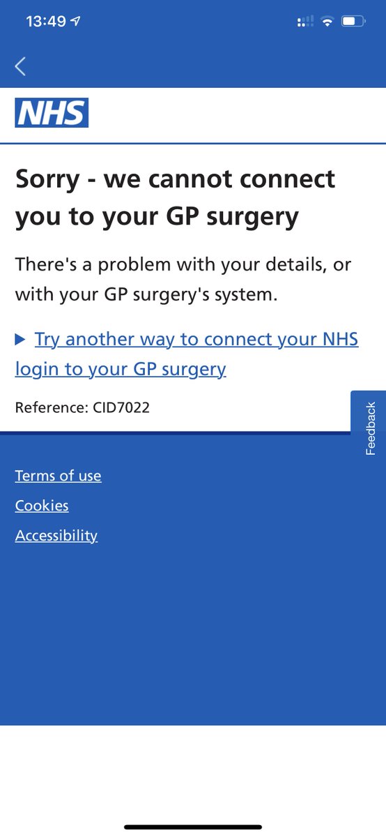 Hmm. I need to fill in a form at my GP practice to be able to sign into the NHS app with my NHS login. Some work still needed I feel... Wonder if it'll take off... 🤔