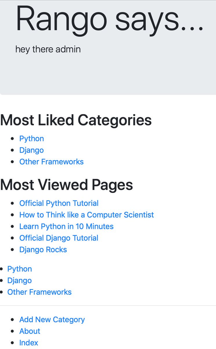 JamileKollar's tweet image. Day 44. Working with templates. Chapter 8 #tangowithdjango #100DaysOfCode