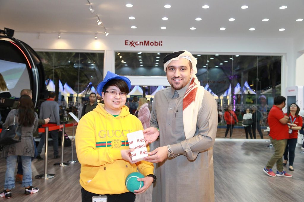 exxonmobil_qa's tweet photo. Lucky winners of the ExxonMobil Minute collected their prizes from our stand today and tried out our fun activities. Well done for catching those balls! #STEMisEZ https://t.co/b6UJOOGTaR