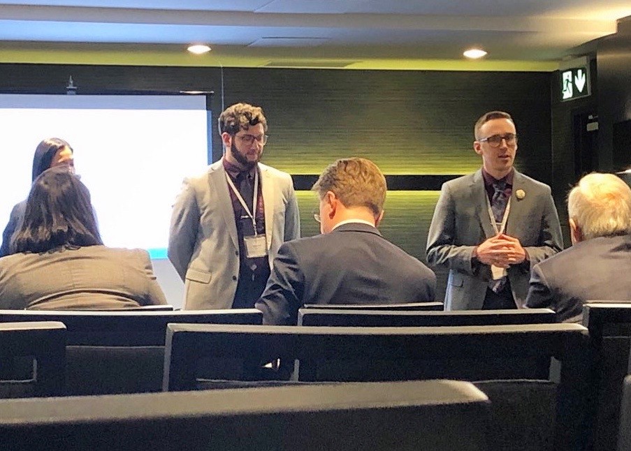 MUNBusiness's tweet photo. MBA case team members Christina Fong, Evan Foote, Kim Sheppard & Curtis Whelan are having a busy day of presentations and judging at the John Molson MBA International Case Competition. Thanks to Dean @IDostaler for sharing some photos! #MBAICC @MemorialU #ConcordiaCup https://t.co/X13QUsi4Pp