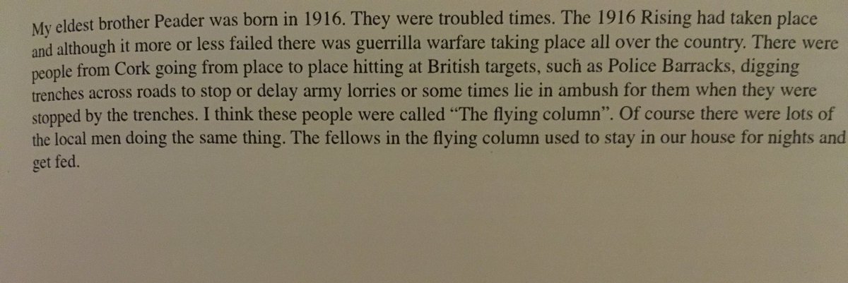 weehalfpintt's tweet photo. Due to the discussions & knowing my husbands Great Uncle Seamus wrote a book about growing up in Meenatawey, I got the book out the drawer to have a look & found this. He goes on to say how his parents fed & hid local “at risk” men & members of the #FlyingColumn in their loft! https://t.co/3qIAuwXf1H