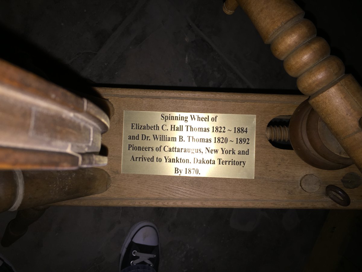 MeadMuseum's tweet photo. This week’s #tuesdaystreasure is an 1840's handmade spinning wheel. Used by Mrs. Elizabeth Thomas. Dr. &amp; Mrs. Thomas came to the Dakota Territory around 1870.  Dr. Thomas was a shoe maker who also became a doctor of opthalmology...so he had locals covered "from head to toe"! https://t.co/gRdILCdIb9