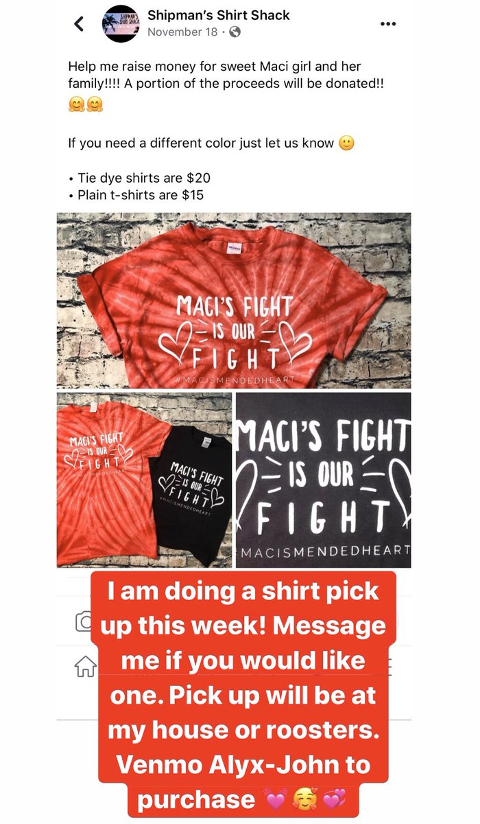 alydojo's tweet photo. Does anyone want to purchase a Maci’s Mended Heart through me? I will be placing the order TODAY. Pick up will be porch pick-up or at roosters! #macismendedheart 
Message me ❤️💓
Venmo/PayPal to pay! https://t.co/JZKSTFmGVF