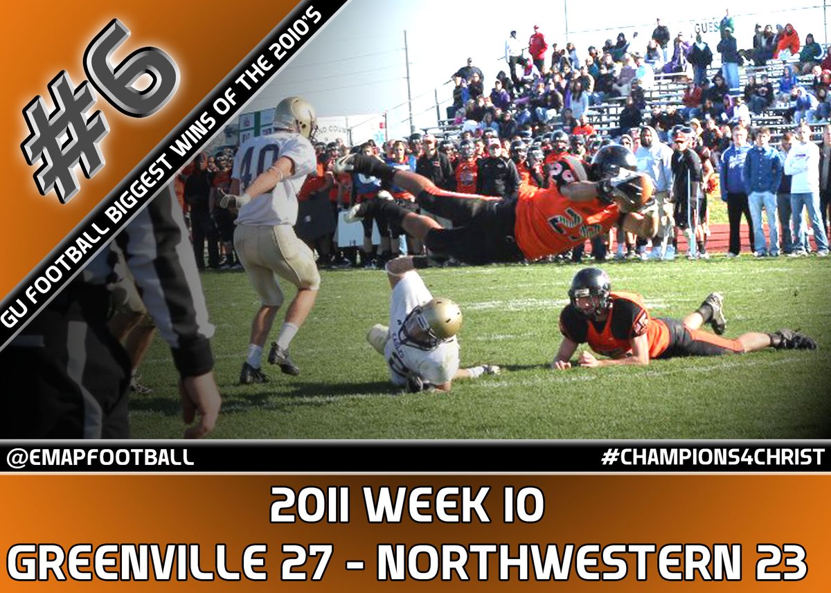 EMAPFootball's tweet photo. #6
A Victory Bowl bid on the line, Greenville found themselves down 23-0 to UNW headed to the 4th.
But the O found their groove, scoring on 3 of the first 4 drives.  A DEF stop led the way for a 76yd drive, finished by a Gamble TD. An INT by Everett sealed it in the final seconds https://t.co/UAyn3UsDZH