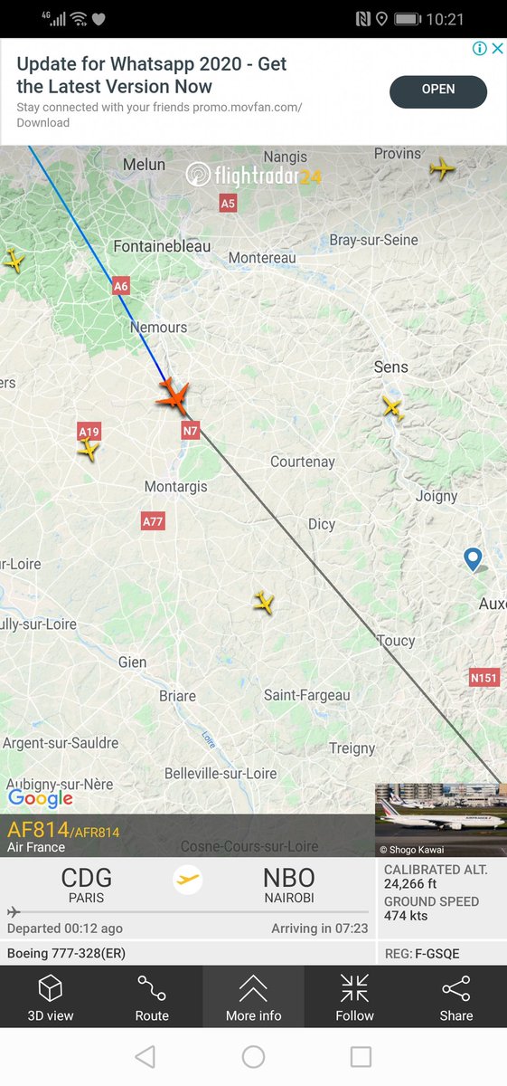 Jmuthuri's tweet photo. #AirFrance #AF814 took off 12 mins ago... I hope finally #MigunaMiguna is on his way home https://t.co/MblTgCNOzh