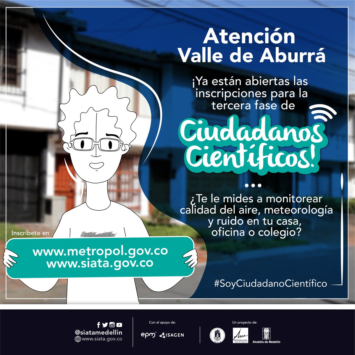 siatamedellin's tweet photo. 🥳 ¡Empieza la convocatoria #CiudadanosCientíficos 3! Ya están habilitados los formularios de inscripción en https://t.co/8gmVSmmESy, https://t.co/j1dzlixoGC 🚲🌥️ https://t.co/ZuRTm4Xqfj