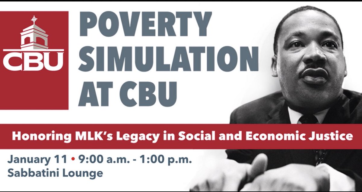 cbuministry's tweet photo. Have you heard about this powerful event? @cbuengage is putting on a Poverty Simulation on January 11th from 9am-1pm! For more information or to reserve your spot email lmcabee@cbu.edu or asiebenm@cbu.edu! https://t.co/aIwWIQTaEP