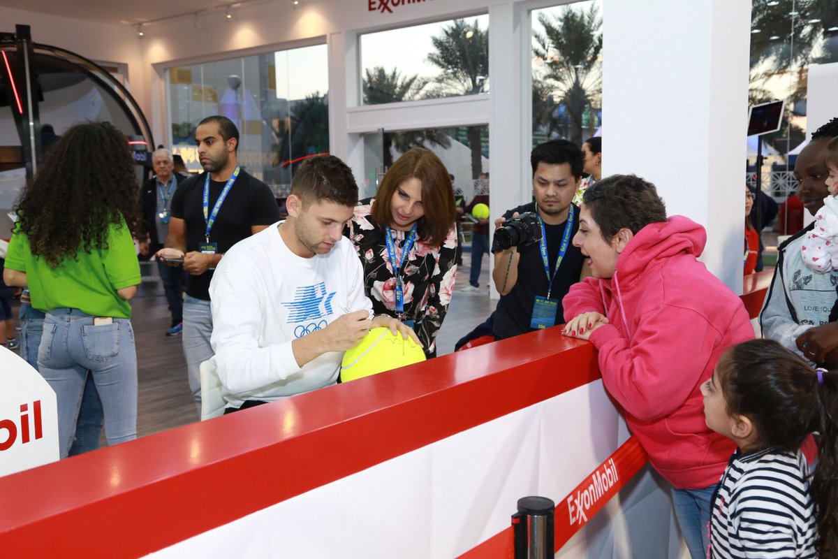exxonmobil_qa's tweet photo. Some young fans and their families were thrilled to meet Filip Krajinovic and get his autograph at our stand today. Thank you @Krajinovic_filip for visiting and putting some big smiles on our children’s faces! #STEMisEZ https://t.co/lRTFvaRCzY