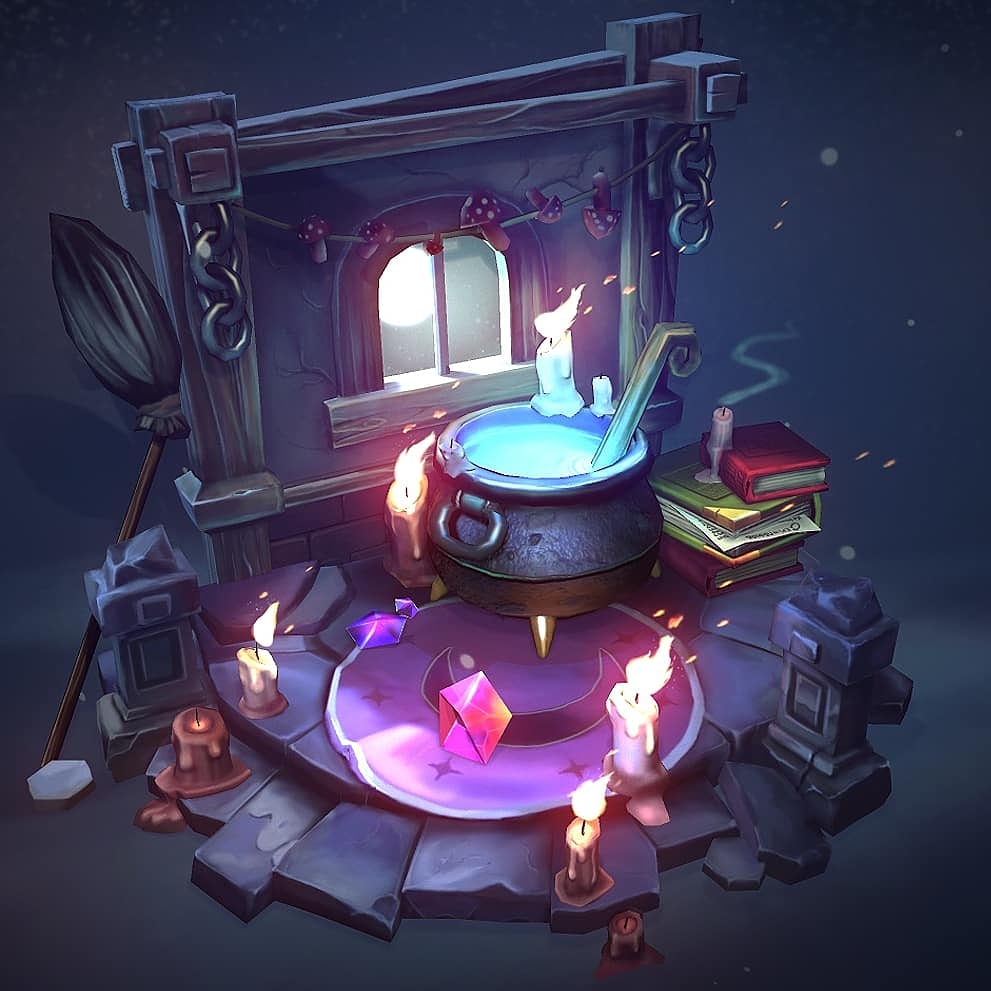 My new 3D project 🙂 more on artstation.com/emiliesanda 
#ArtistOnTwitter #Artist #art #game #gamejobs #environnement #environment #architecture #fantasy #witch #lowpoly #digital3d #gameart #handpainted
