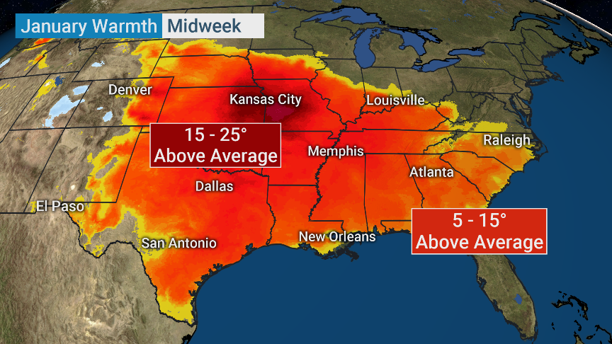 weatherchannel's tweet photo. How do you feel about these above average January temps? https://t.co/tEeOky7R7O
