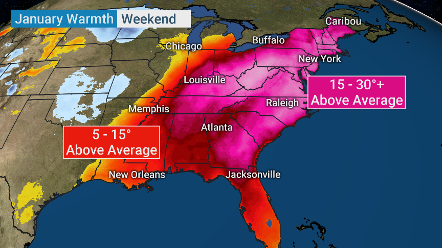 weatherchannel's tweet photo. How do you feel about these above average January temps? https://t.co/tEeOky7R7O