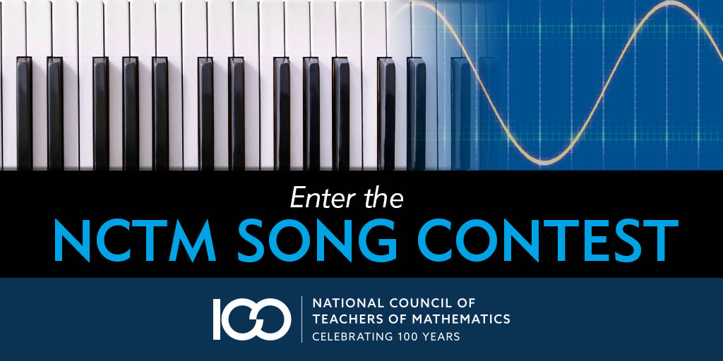 NCTM's tweet photo. Jan. 10 is the deadline to enter your song in the NCTM Song Contest. You could win a complimentary registration to the Centennial Annual Meeting & Exposition in #Chicago! Contest rules/details: https://t.co/g6I9N2rIC7 #NCTM100 #NCTMmathsong #MathEd #mtbos https://t.co/gTrxY24LRb