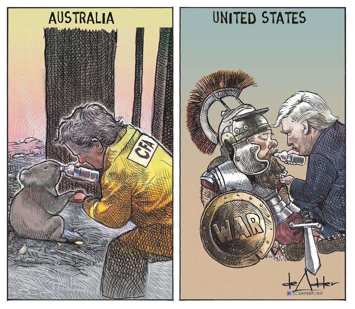 Counterpoint On Twitter Here S A Cartoon On The Roles Of Leadership In Australia And The Us From Our January 7th Release By Deadder Comment Your Thoughts Below And Subscribe To Https T Co W53etbsp2k For