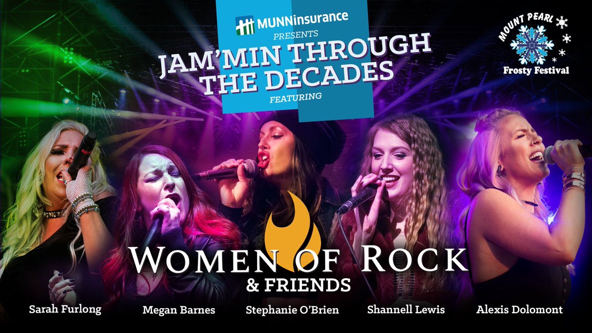 FrostyFestival's tweet photo. Mark Your Calendars ! 🎤

Join us on Friday, February 7th for @MunnInsurance presents “JAM’Min Through The Decades” featuring @WomenofRockNL &amp; Friends! 

Doors open at 5pm. Admission is free with a non-perishable food item. https://t.co/J0dB3ZypDC