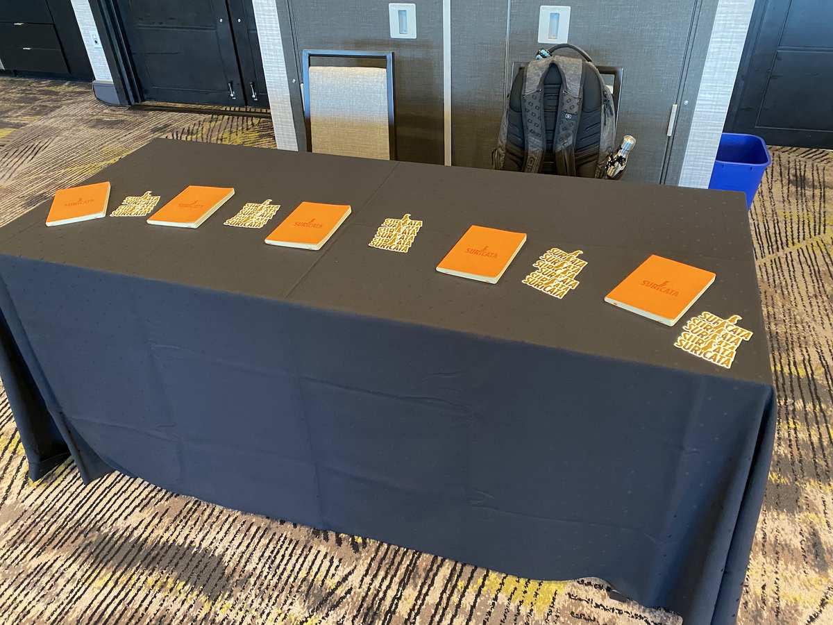 jstrosch's tweet image. @Suricata_IDS will be in the #FloCon2020 vendor/sponsor area - stop by for a sticker or sweet leather bound journal, or just to say hi!