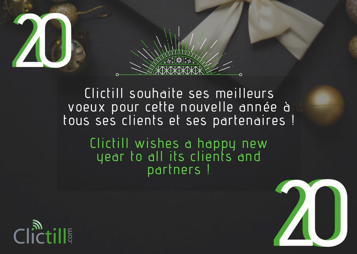 Clictill's tweet photo. Toute l'équipe Clictill vous souhaite une bonne année 2020 ! 🎉 https://t.co/HhSoPqTOqY