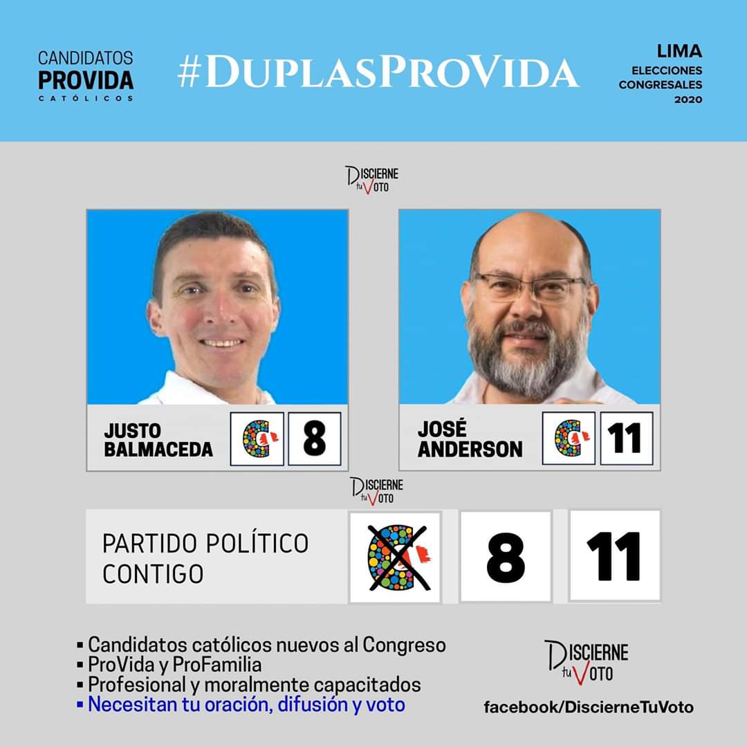 carloswaite's tweet photo. Con orgullo presentamos a esta dupla de candidatos. @JustoBalmacedaQ, abogado en la demanda contra el MINEDU y @JoseAndersonT un gran abogado pro vida.
#JustoPorLosNiños
#Contigo8
Marca (❌) la C y escribe ✍ el 8 y el 11 https://t.co/Uy7zd0wlij