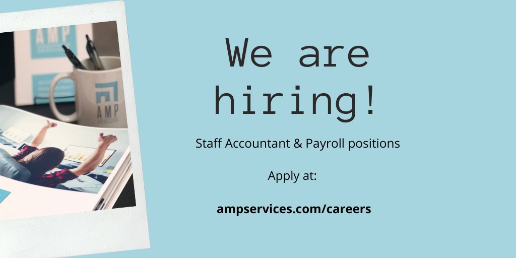 We are hiring!

We are hiring Staff Accountant & Payroll positions.

Apply at: ampservices.com/careers 

Location: Seattle, WA
Job Type: Full-time 

#careers #jobsearch #seattlejobs #seattle #seattleaccountants #careers #hiringnow #restaurantaccounting #payroll #staffaccountant