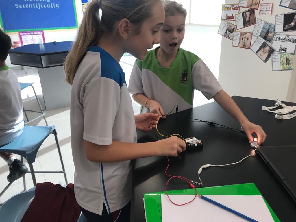 Year 6 are busy carrying out their electrical circuit investigations to answer their own questions.