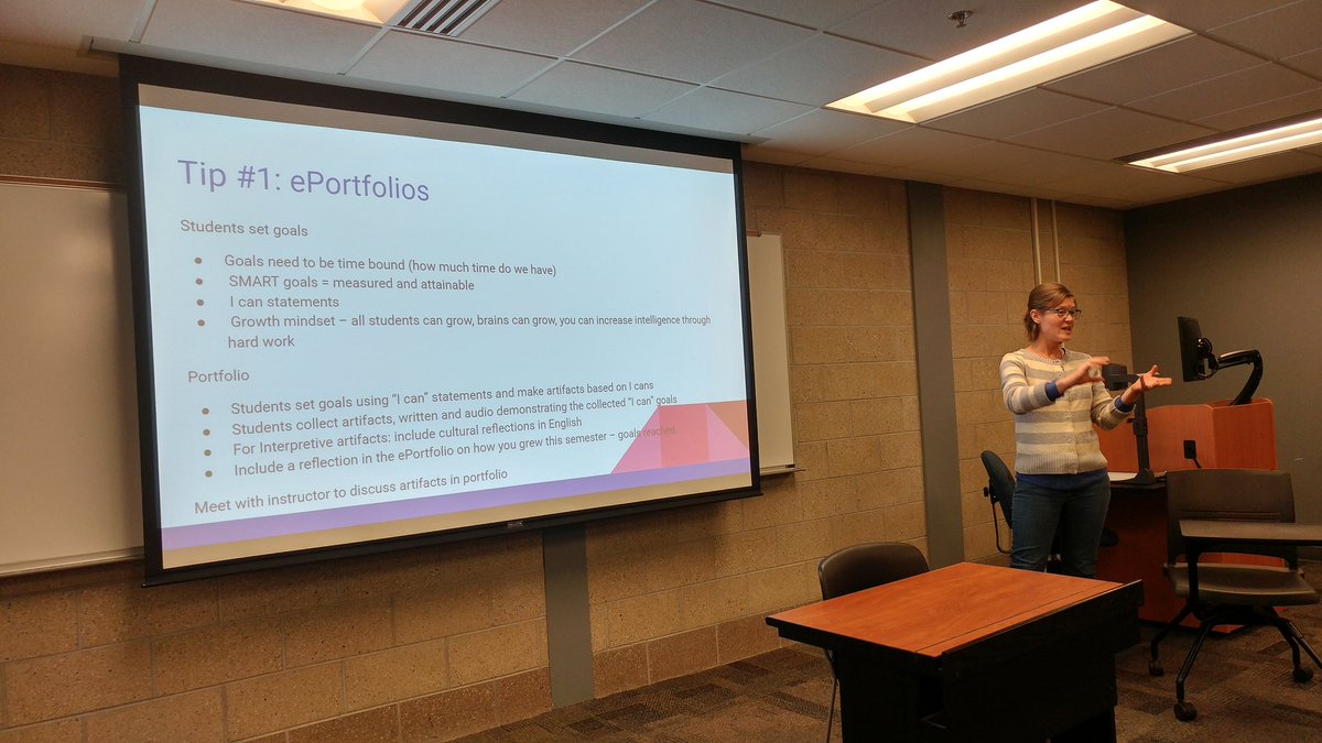 MSU_German's tweet photo. Scenes from yesterday's fabulous MLL presentation on the #ACTFL conference's top 7 takeaways! Danke Kate!!
#MSUModernLanguages #montanastate @actfl @AATGOnline https://t.co/sPCfHC4Tyt