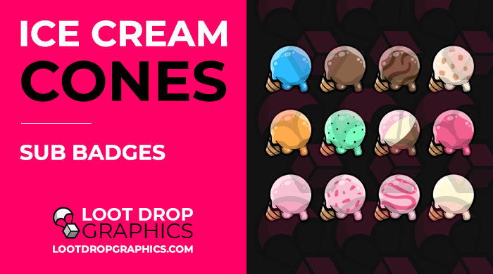 lootdropgraphic's tweet photo. Check out these tasty looking ice cream cone subscriber badges ready to download and use today.

✅ 12 x Ice Cream Flavours
✅ 72px, 36px and 18px Transparent PNG's
✅ Help Documentation
✅ Instant Download

https://t.co/Dsi9p7Void https://t.co/wxNFQHuBGq