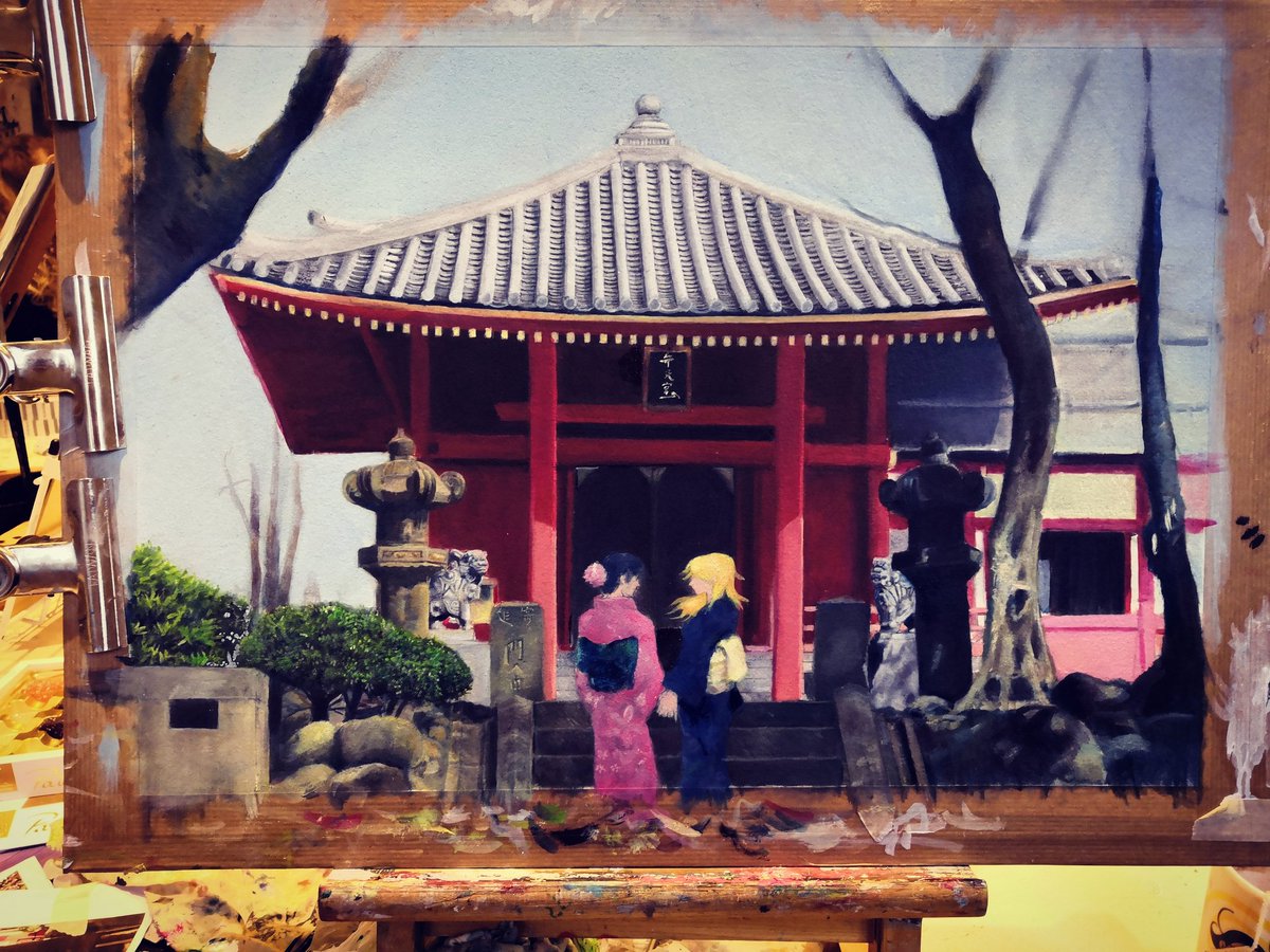 _rafimage's tweet image. And off we go for 2020, like in 2019, with Mei &amp;amp; Yuzu. I started the patterns of the kimonos, I refine the details..
 Yes it is long but it is always a pleasure to spend a little time with them ! 
 #citrusmanga #citrus #yuzuxmei #saburouta #oilpainting #シトラス #サブロウタ