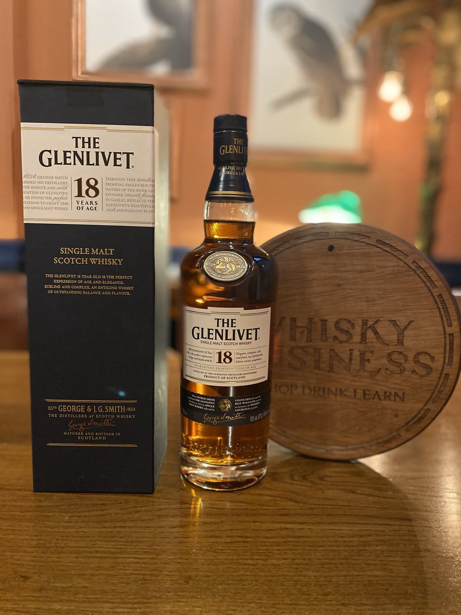 The Glenlivet 18 year old, the perfect expression of age and elegance. 

High up in the remote area of Glenlivet, George Smith was the first to produce a whisky of such exceptional quality that it went on to define the taste of Speyside.