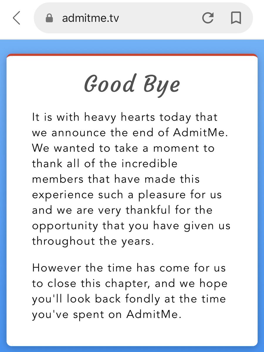 iamdimaury's tweet photo. Why? How ?
It’s this true !
This is a Good bye that really hard. Can you guys come back. #admitme here’s a generation that are missing you.
😞 https://t.co/x4iBV6sc3S