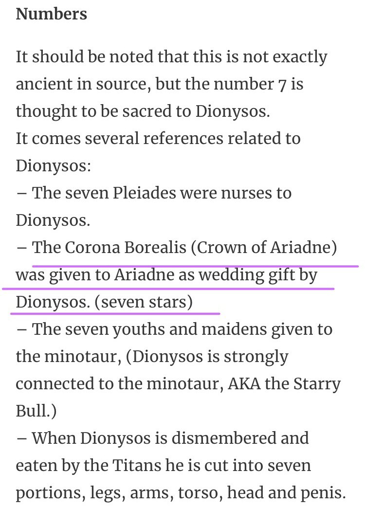 filesjk's tweet photo. so i was doing some research n apparently the n7 is sacred to dionysus for many reasons, one of which being bc he gifted his wife Ariadne the Corona Borealis in their wedding which is a constellation of 7 stars that we also happened to see in the mma dionysus stage...
#7IsComing https://t.co/4XrtzlsJ7O