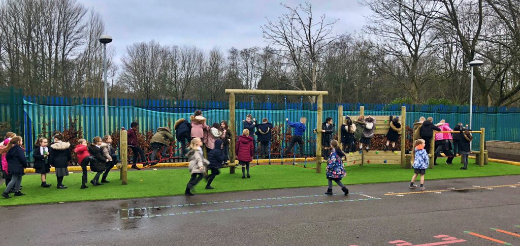 MLmissmockridge's tweet image. Like little birds on a telephone wire! ☎️ 😍 Just how many year 2’s 🐒can we fit on the new climbing trail?🤷‍♀️           It’s safe to say, we are already loving the new playground equipment! ❤️ #mesnelea #finemotordevelopment #outdoorfun