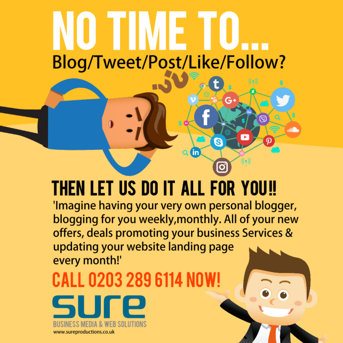 sureproductions's tweet photo. Need Social media for your business but no time to #Tweet #Post #Share #like #Follow and connect to new customers? Then let #Sureproductions do it all for you. Call NOW on 0203 289 6114 to get started.🙌🙌🙌 https://t.co/1ZvKzJszgJ