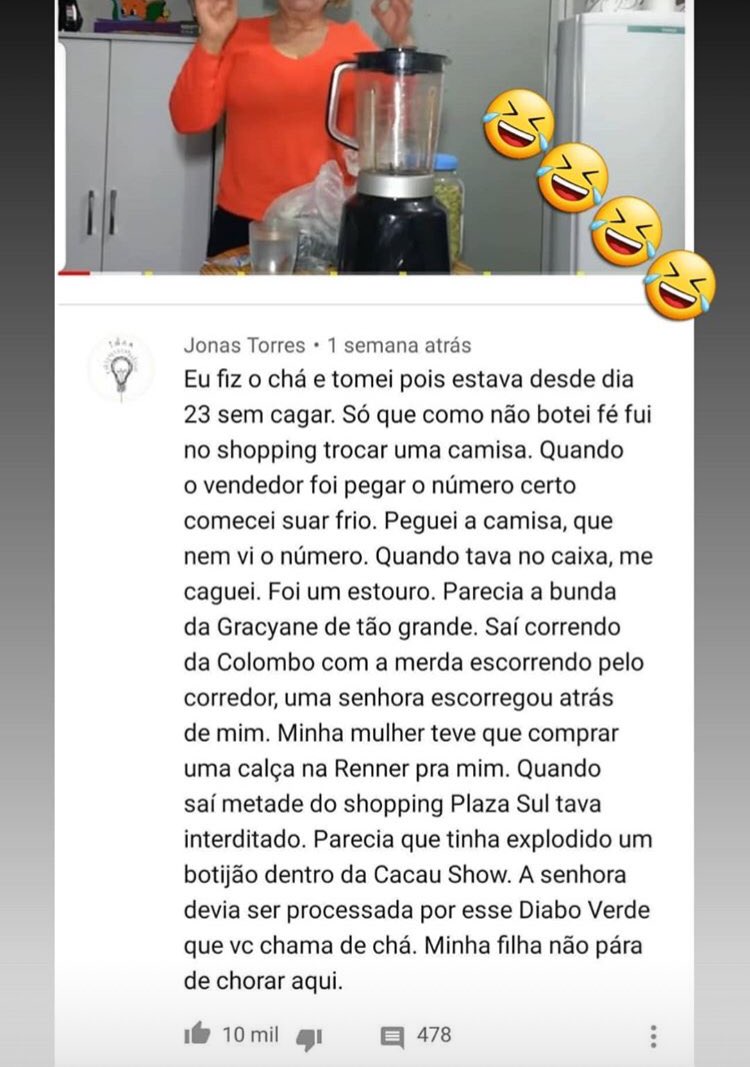 L79958444's tweet photo. Mais um relato sobre o famoso chá de sene. https://t.co/cMDBxw7058