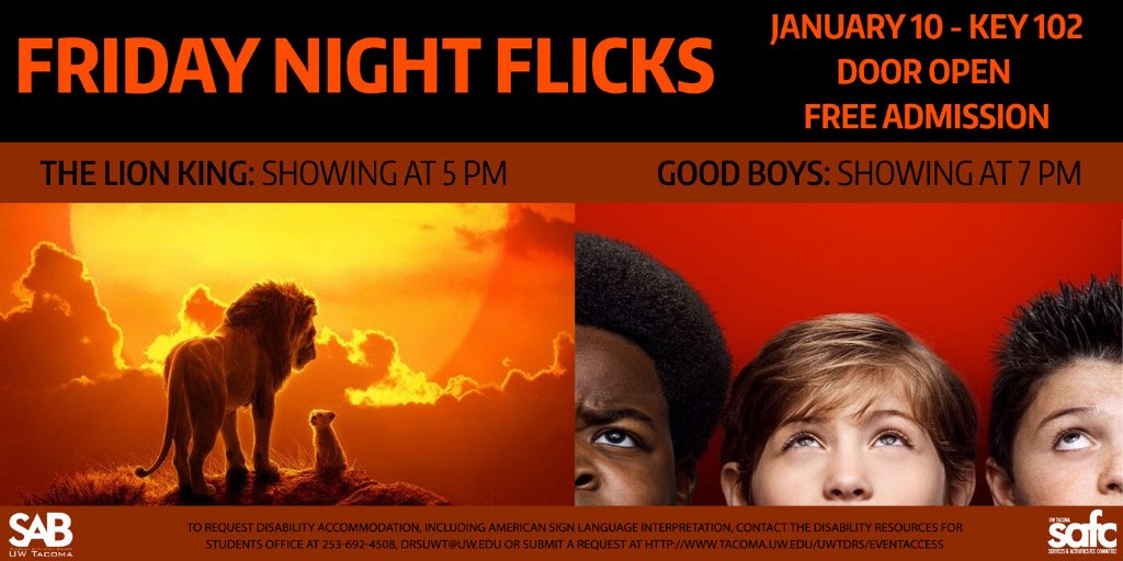 SABUWT's tweet image. We have Friday Night Flicks. It is free this Friday. Bring a friend