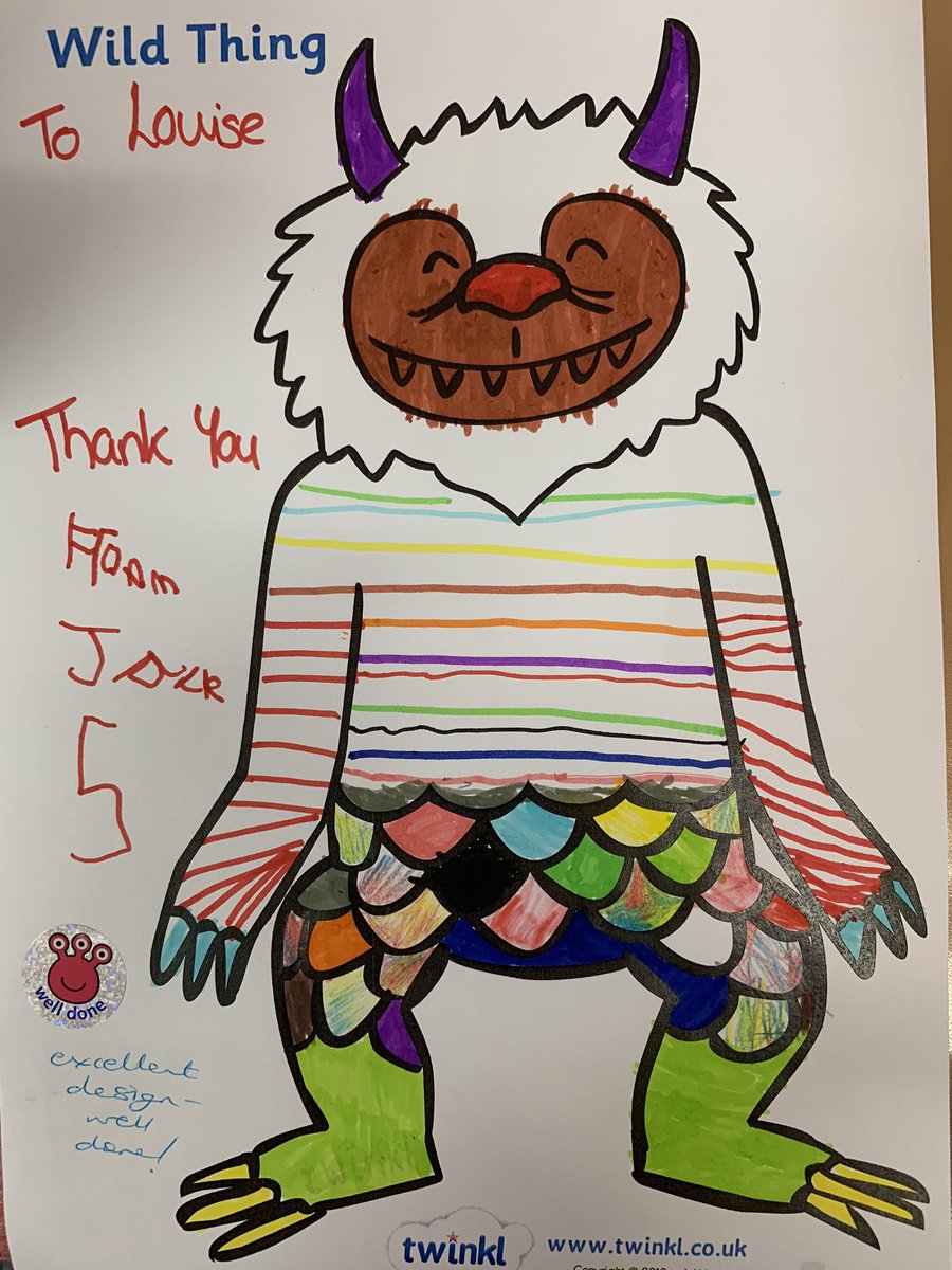 LouiseStockwell's tweet photo. New term and new topic in the hospital this week #journeys designing wild things based on Maurice Sendak’s ‘Where The Wild Things Are’ #hospitalteaching @CranburyCollege #ThisIsAP #BeingCreative #KS1 #Art #developingliteracy #@ReadforGoodUK #Reading #ReadingForPleasure https://t.co/Nio12v6uJD