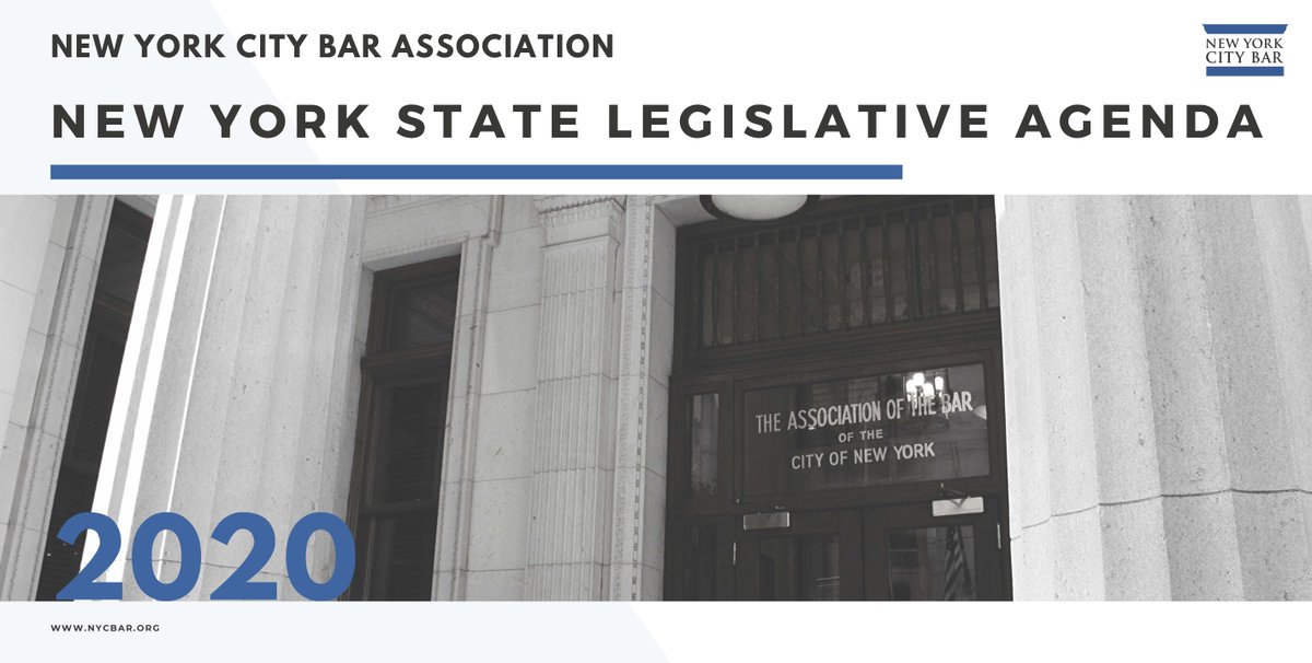 NYCBarPolicy's tweet photo. We are excited to announce the release of the City Bar's 2020 New York State Legislative Agenda: https://t.co/1rn76xtg09! Here's a look at what we'll be advocating for (1/15) #NYCBarNYSAgenda https://t.co/cFU87ic6ss