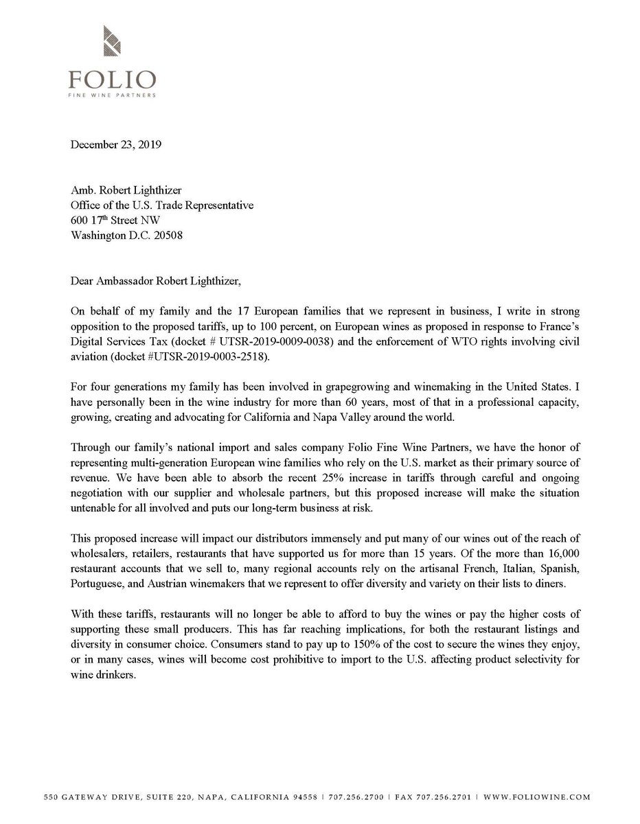 MMondaviFamily's tweet photo. Read Michael Mondavi's letter the Office of the U.S. Trade Representative regarding Wine Tariffs. https://t.co/QDkuJ8K4MW