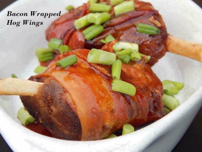 spooktrain's tweet photo. @PieZonis i remember one time you guys called me up saying it was impossible and a dumb idea to wrap chicken wings in bacon an let me just say i am happy that i moved back to the midwest where we aren't cowards and let others live there dream https://t.co/6vbFAN1k5A