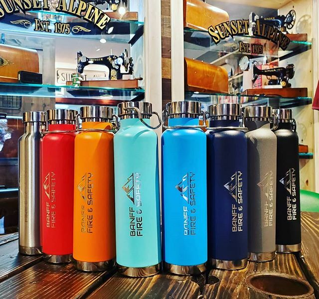 SunsetAlpineAB's tweet photo. When you just can't decide on one colour 😍😍😍 a colourful array of custom water bottles for Banff Fire &amp; Safety!

#promotionalproducts #custombranding #reusablebottle #shoplocal #supportlocal #mountainlife #banff #canmore #bowvalley #ecofriendly https://t.co/cGodHmSWgC https://t.co/e2HAp6lNtb