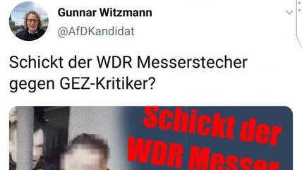 RABA_CGN's tweet photo. Der #AfD-Politiker Gunnar #Witzmann aus #Köln verbreitet einen Hetzsticker des Neonazis #SvenLiebich aus #Halle.
Eine braune Einheitsfront gegen den #WDR. https://t.co/FtD5eBChiC https://t.co/W37ZMbYCUb