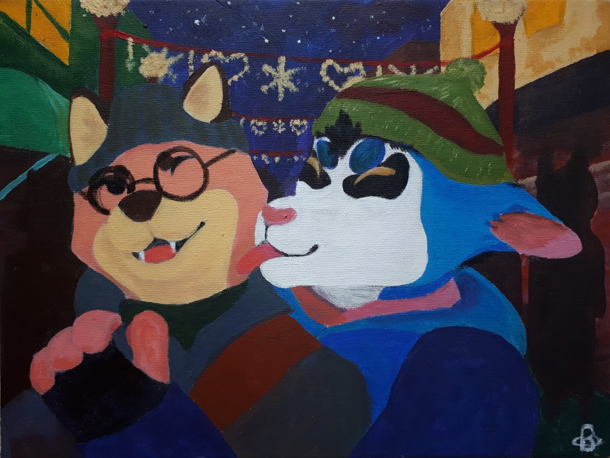 pinksunsettide's tweet photo. A painting I did for my lovely possum boyfriend~ 💞
Based off the Christmas market we went on a date to! https://t.co/OQgxh3IRKV
