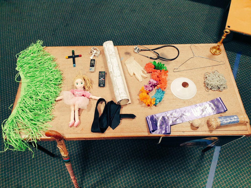 DramaWHS1's tweet image. I'm not sure how many other subjects would have their classroom set up this way for students to walk into. One of the many reasons I love teaching Drama #creativity #devising #randomobjects #storytelling #creativethinking #collaboration #teamwork #GCSE @WalesHigh @waleshigh2016