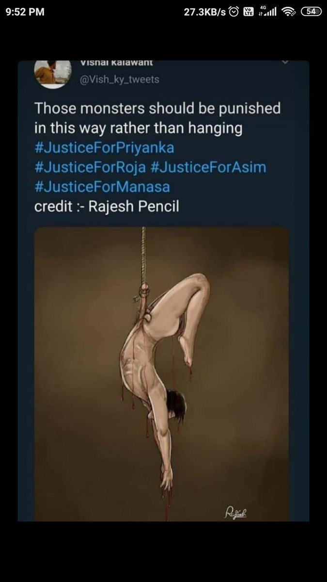 AkankshaAK10's tweet photo. Those monsters should be punished in this way rather than hanging.
#Justiceforeverygirl #justiceforlife #justiceforfreedom #NarendraModi #government #ChiefJusticeofIndia https://t.co/mEiVrue850