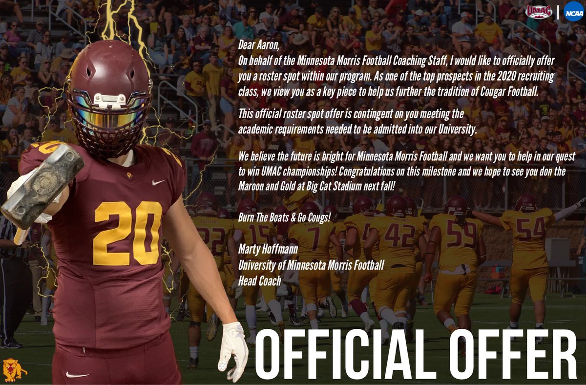 aaron_cook04's tweet photo. Extremely blessed to receive my first football offer from The University of Minnesota Morris! https://t.co/PZR0vNAU2g