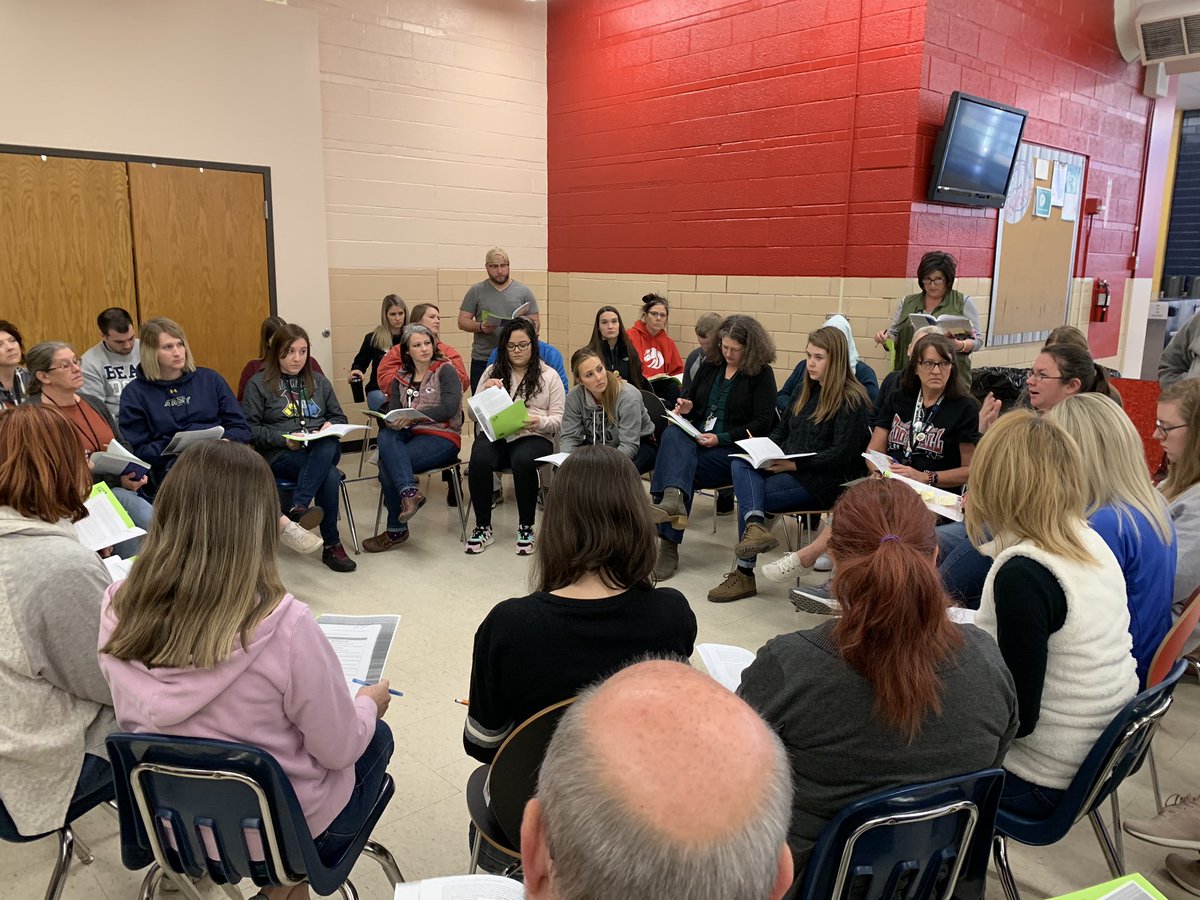 AVIDatMead's tweet photo. Staff engaged in a Socratic Seminar on January 3rd in-service! Go Mustangs! https://t.co/pawhvrXInw